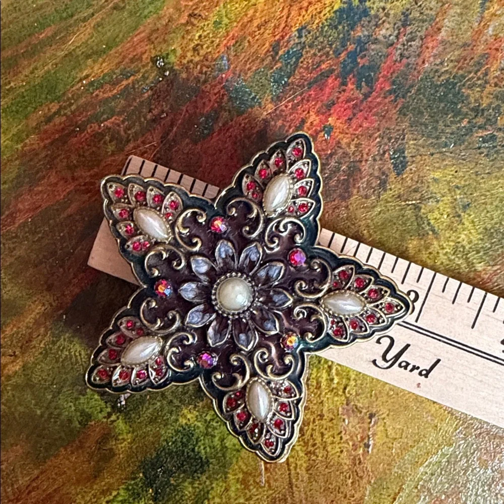 Star-Shaped Decor Keepsake Trinket Ring Box with Red & Gold Vintage by Nikky